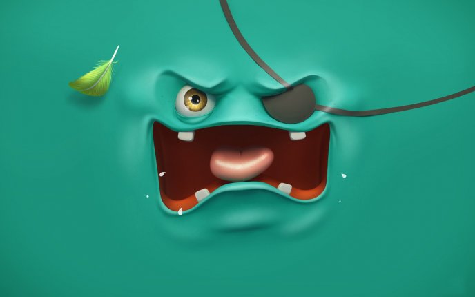 Pirate monster with four teeth HD wallpaper
