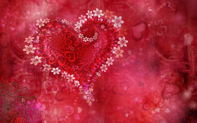 Beautiful Valentine's Day wallpaper - hearts and flowers