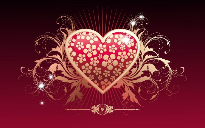 Golden Heart - art design HD wallpaper