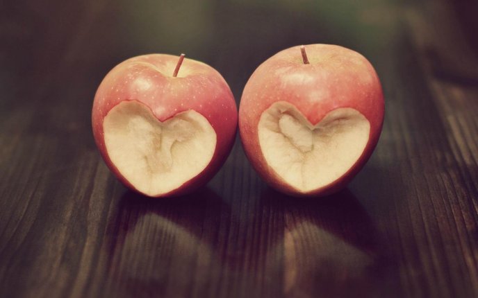 Heart - bite from an apple - Happy valentine's Day