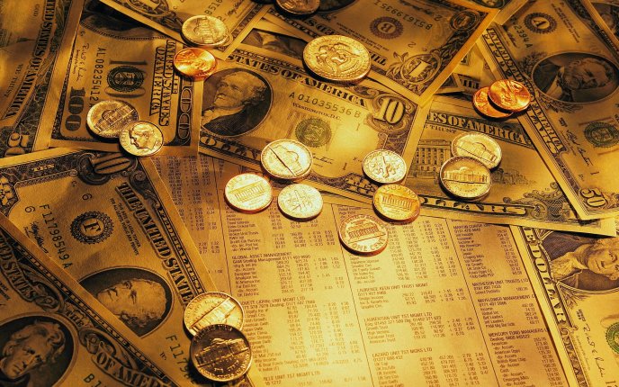 Coins and bills - money everywere