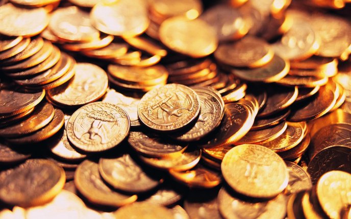Lots of golden coins - money