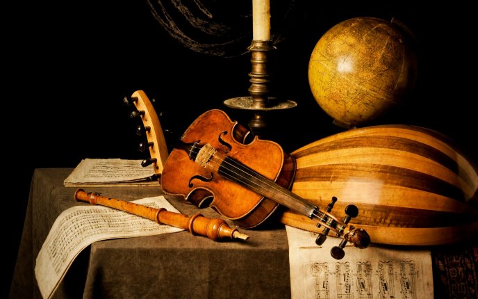 Musical instruments and other wooden objects