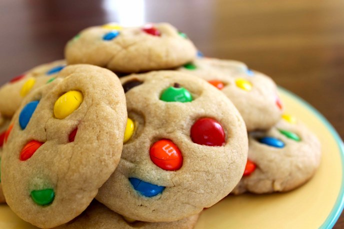 Delicious cookies with candy m & m's