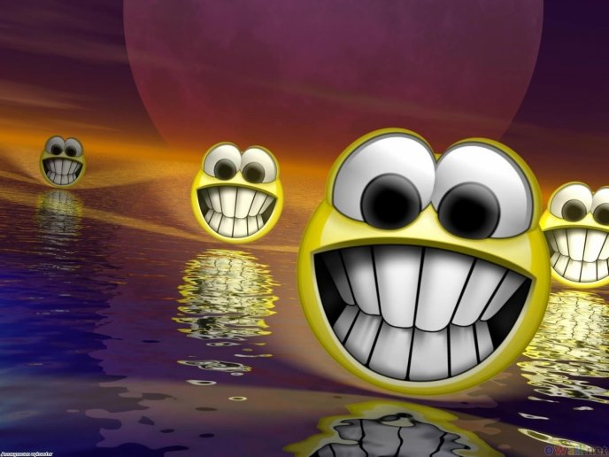Funny smiley faces float on water - HD wallpaper