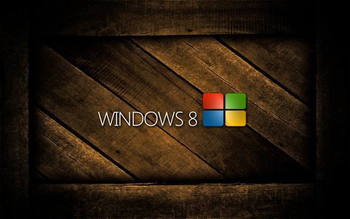 Logo of Windows 8 on a wooden backgound