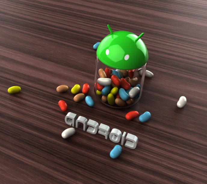 Android jar full of beans of candy jelly
