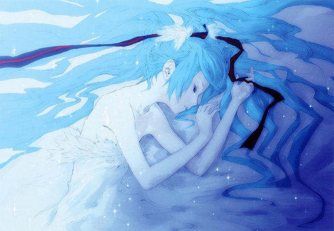 Blue drawing - good night princess