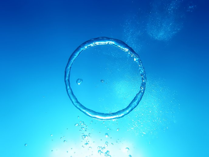 Abstract circle of water - blue 3D wallpaper