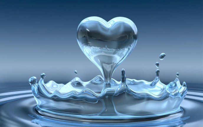 Heart of a drop of water - macro love wallpaper