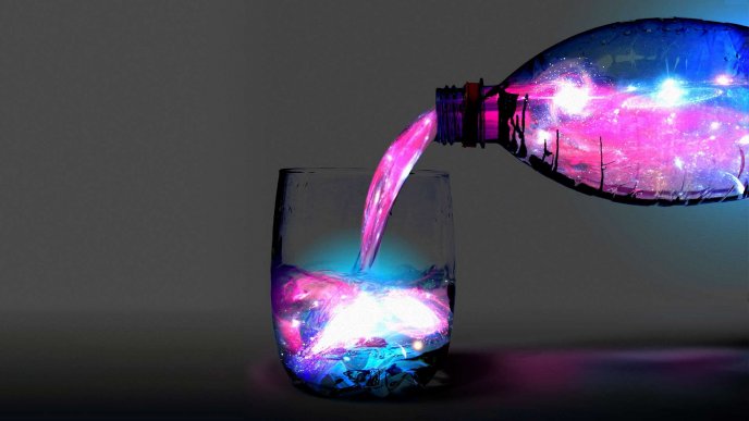 Magic water from a bottle - crystal colour