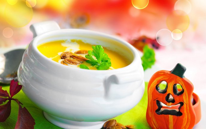 Delicious pumpkin soup - HD wallpaper