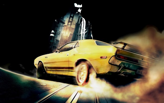 Drift car at midnight - HD wallpaper