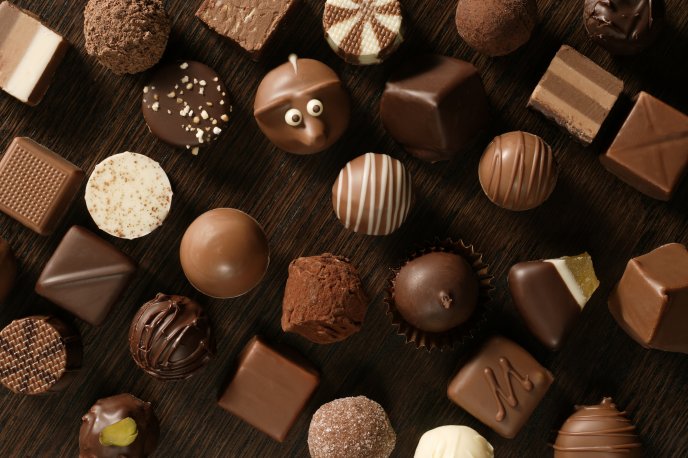 Funny delicious chocolate candies - HD wallpaper