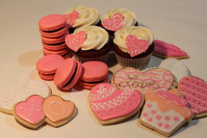 Sweet love candies and cookies - HD wallpaper