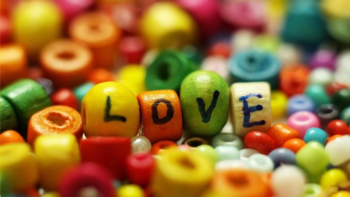 Delicious coloured Love candies - sweet moment