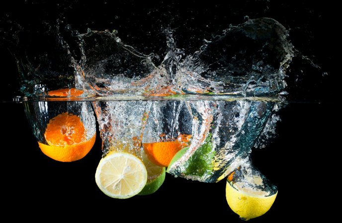 Fresh fruits in the water - perfect lemonade