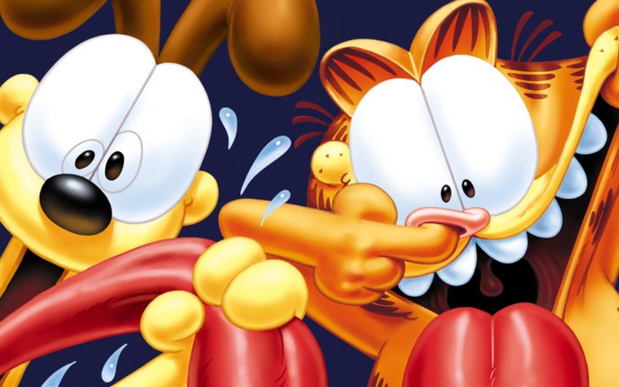 Remember childhood - Funny Garfield and his friend