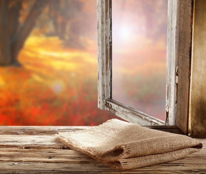 Old window in the new season - autumn