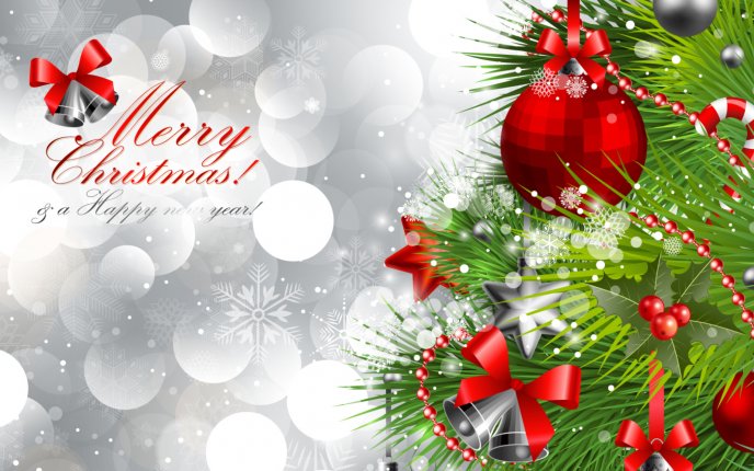 Merry Christmas and a Happy New Year - silver background