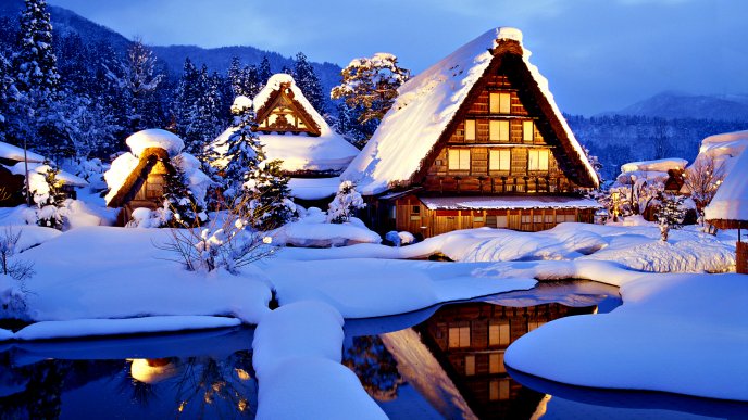 Beautiful cottage for holidays - HD winter wallpaper