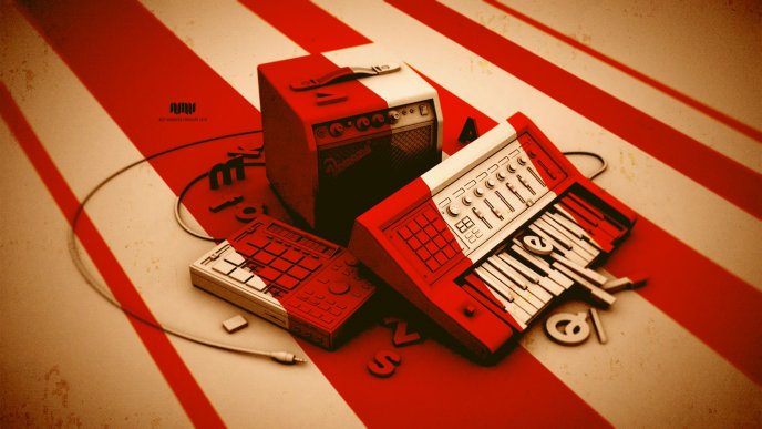 Vintage red and white radio - HD wallpaper