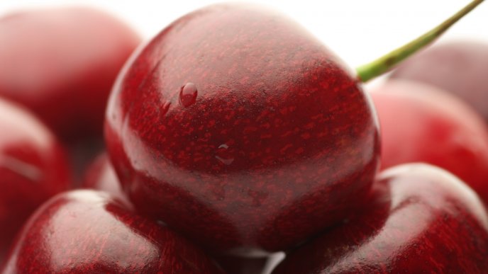Big delicious red cherries - wallpaper with vitamin