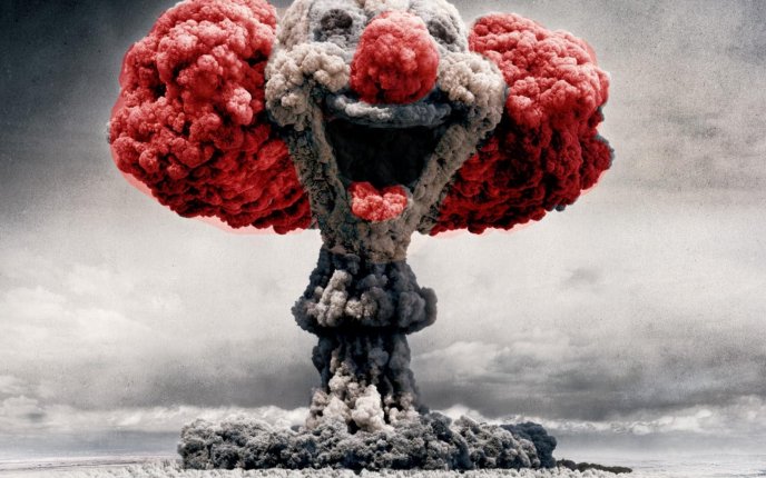 Atomic mushroom clown head hd wallpaper