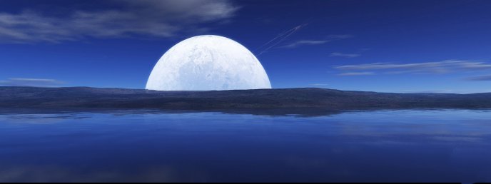 Blue landscape with a big moon