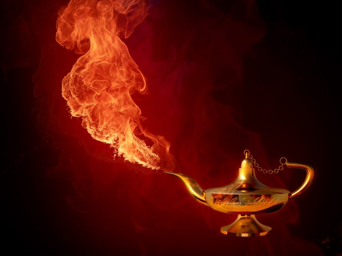 Fire from the gold kettle - Fantastic HD wallpaper