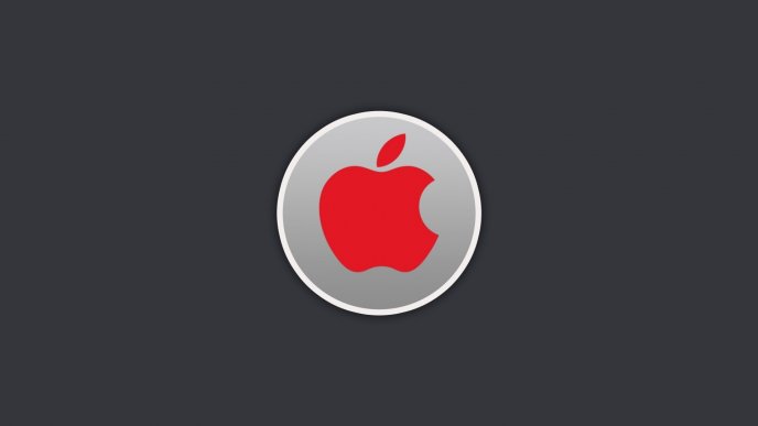 Red apple logo in a gray circle - HD wallpaper