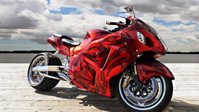 Red gorgeous motorcycle wallpaper