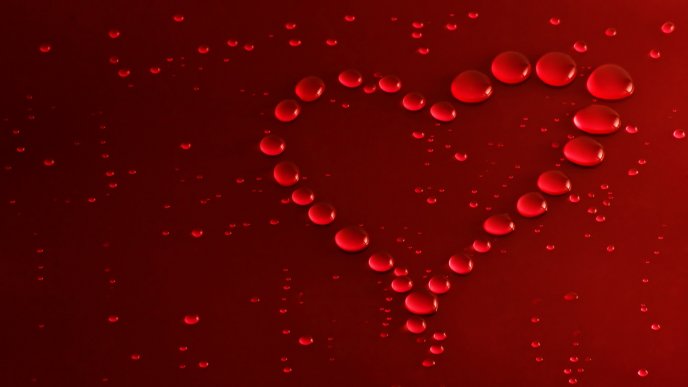 A heart from many red bubbles - HD wallpaper