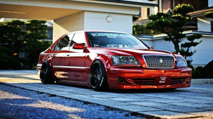 Red Toyota Crown Majesta - Tuned car