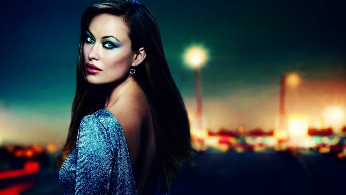 American actress, Olivia Wilde in blue