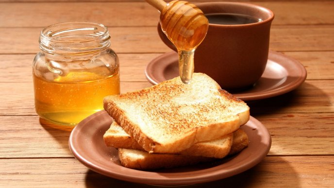 Sweet breakfast every day - honey and coffee