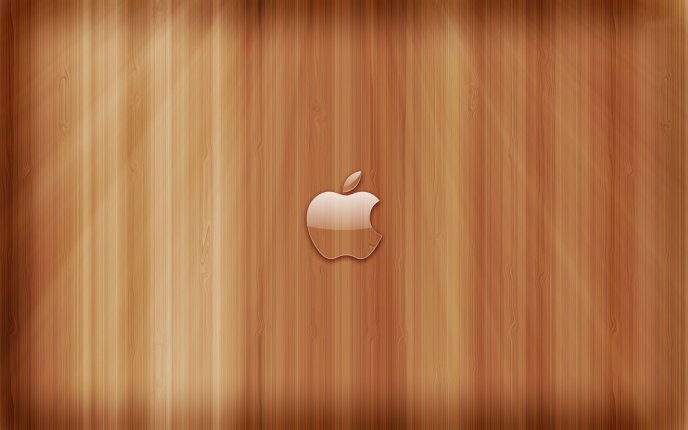 Transparent apple logo on wooden panels