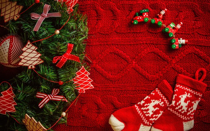 Red Christmas socks - Happy winter holiday