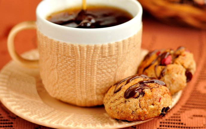 Delicious cookies and special coffee - good morning