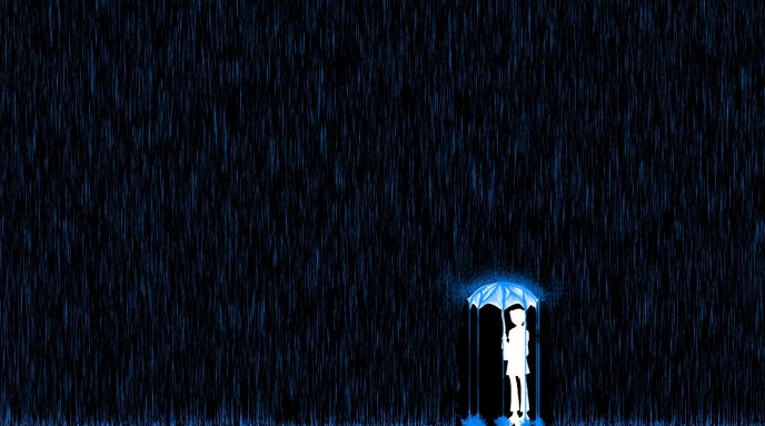 Girl under a lightning umbrella - abstract rainy day