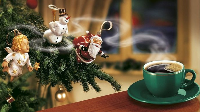 Christmas accessories love coffee flavour - HD wallpaper