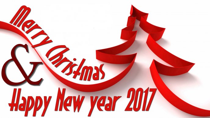 Merry Christmas and Happy New Year 2017 - Red wallpaper