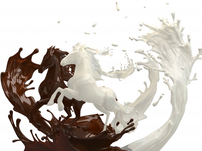 White and dark horses made from delicious chocolate - Sweet