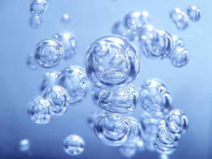 Big water bubbles in an artistic wallpaper