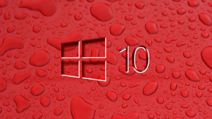 Red Windows 10 - Big water drops on the wall