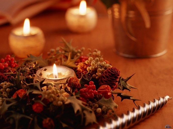 Warm light from Christmas candle - Magic moment