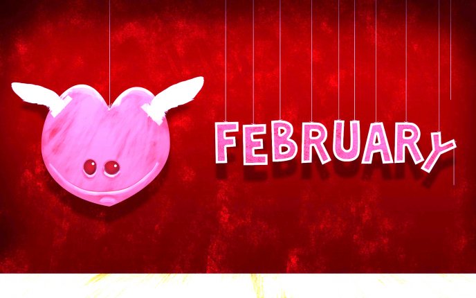 Little pink monster of love - February month Valentines Day