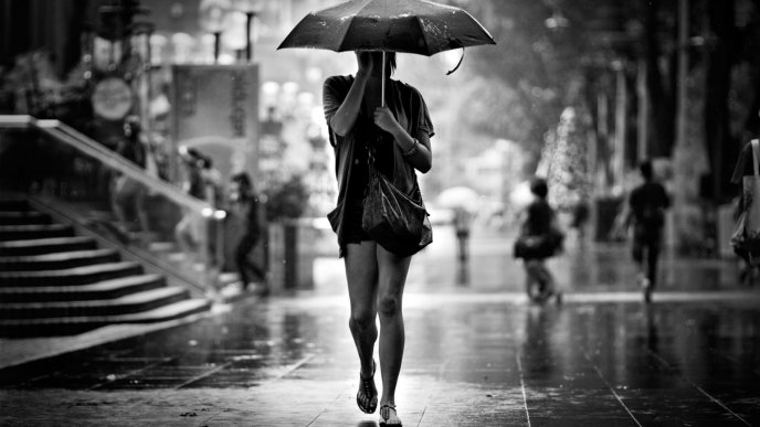 Walk into the rain with an umbrella - HD wallpaper