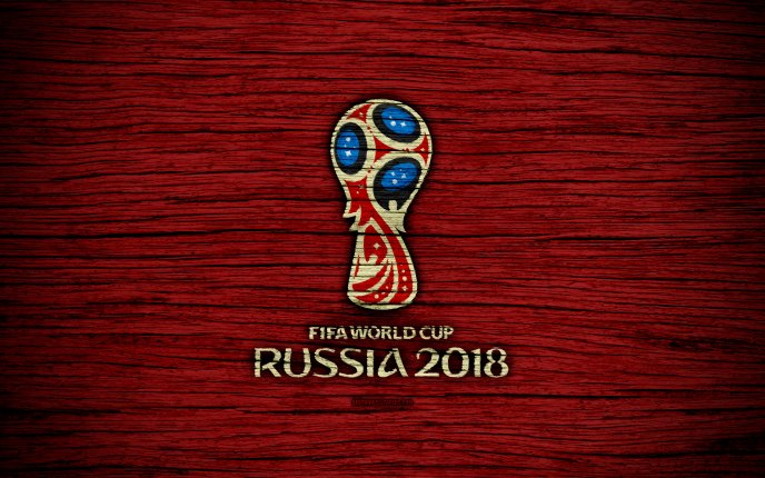 Fifa World Cup Russia 2018 - Red wooden background
