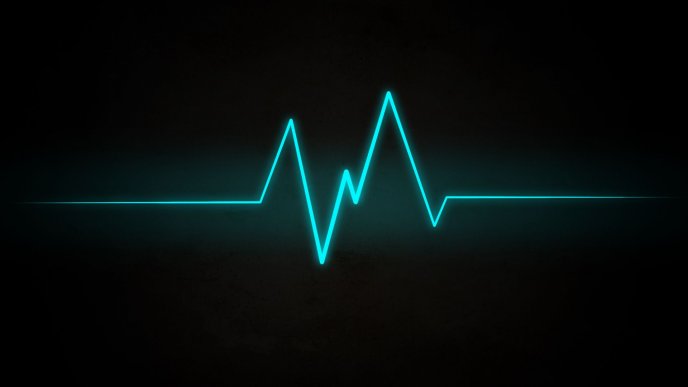 Blue heart line on a dark background